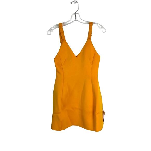 ASOS DESIGN Petite Gold Ruched Skater Mini Dress - 6P - Picture 1 of 9